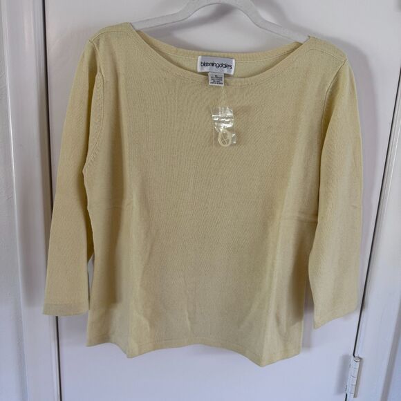 Bloomingdale's Sweaters - Bloomingdales 100% Cashmere Yellow 3/4 Sleeve Sweater NWOT Size XL